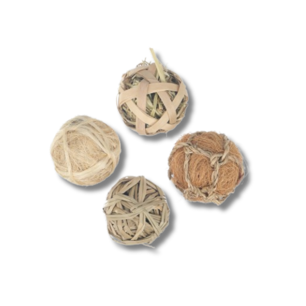 Little Cheeks Natural Fun Balls four pack of woven small animal activity toys