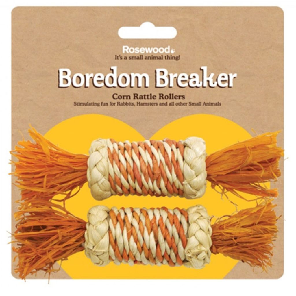 Corn rattle rollers for rabbits, providing engaging enrichment and play