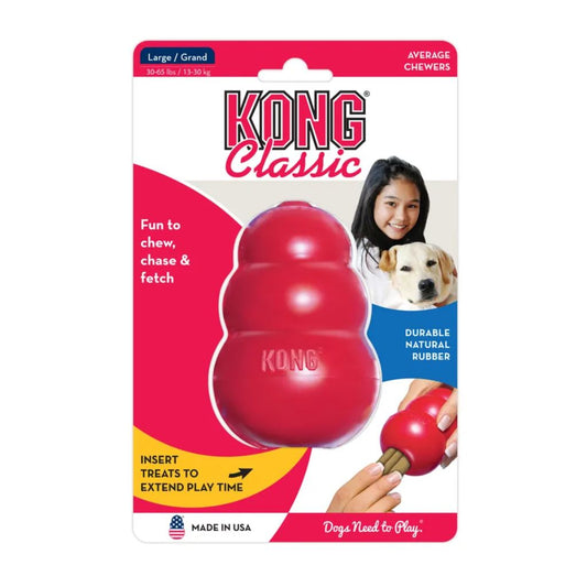 Kong Classic red rubber dog chew toy for stuffing and bouncing