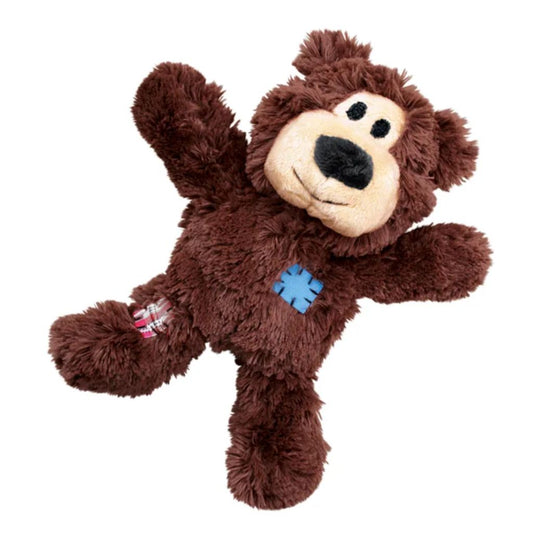 Kong Wild Knots brown plush bear dog toy with knotted rope inside