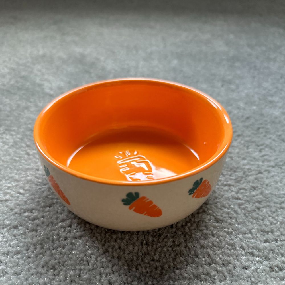 Shallow Red Rabbit Bowl Ceramic Carrot Bowl - Rabbits Down Under